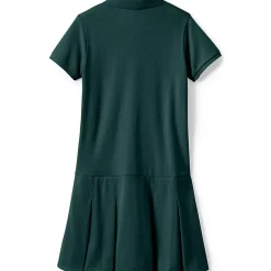 Girls Short Sleeve Mesh Polo Dress at the Knee