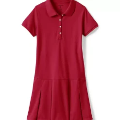 Girls Short Sleeve Mesh Polo Dress at the Knee