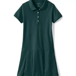 Girls Short Sleeve Mesh Polo Dress at the Knee