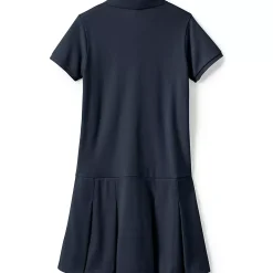 Girls Short Sleeve Mesh Polo Dress at the Knee