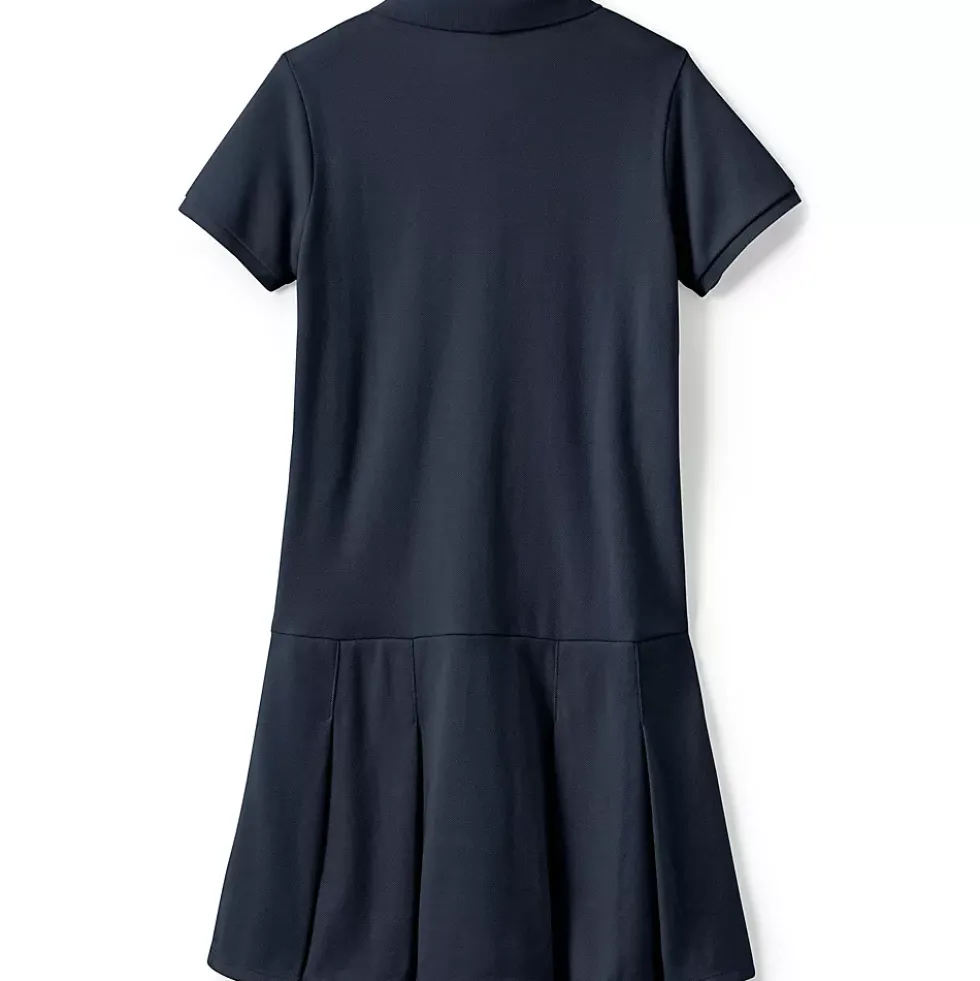 Girls Short Sleeve Mesh Polo Dress at the Knee
