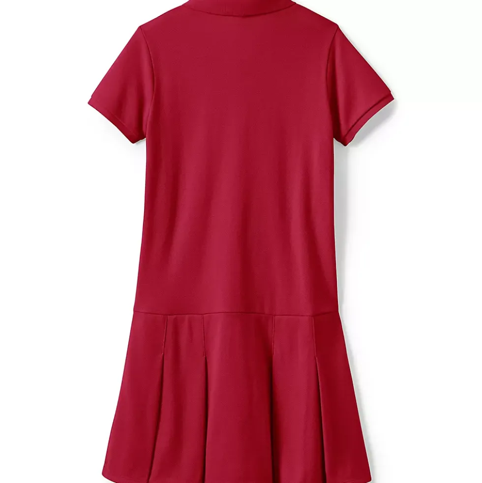 Girls Short Sleeve Mesh Polo Dress at the Knee