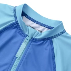 Girls Short Sleeve One Piece Half Zip Swimsuit