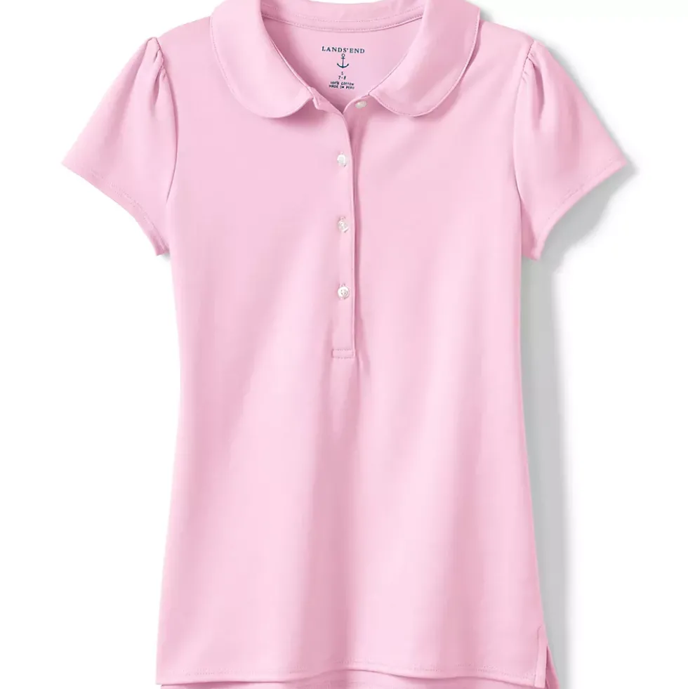 Girls Short Sleeve Peter Pan Collar Polo Shirt