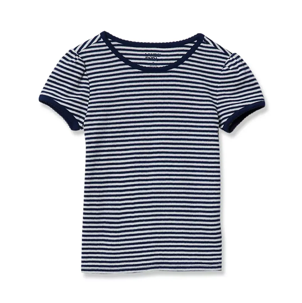 Girls Short Sleeve Pointelle Knit Tee