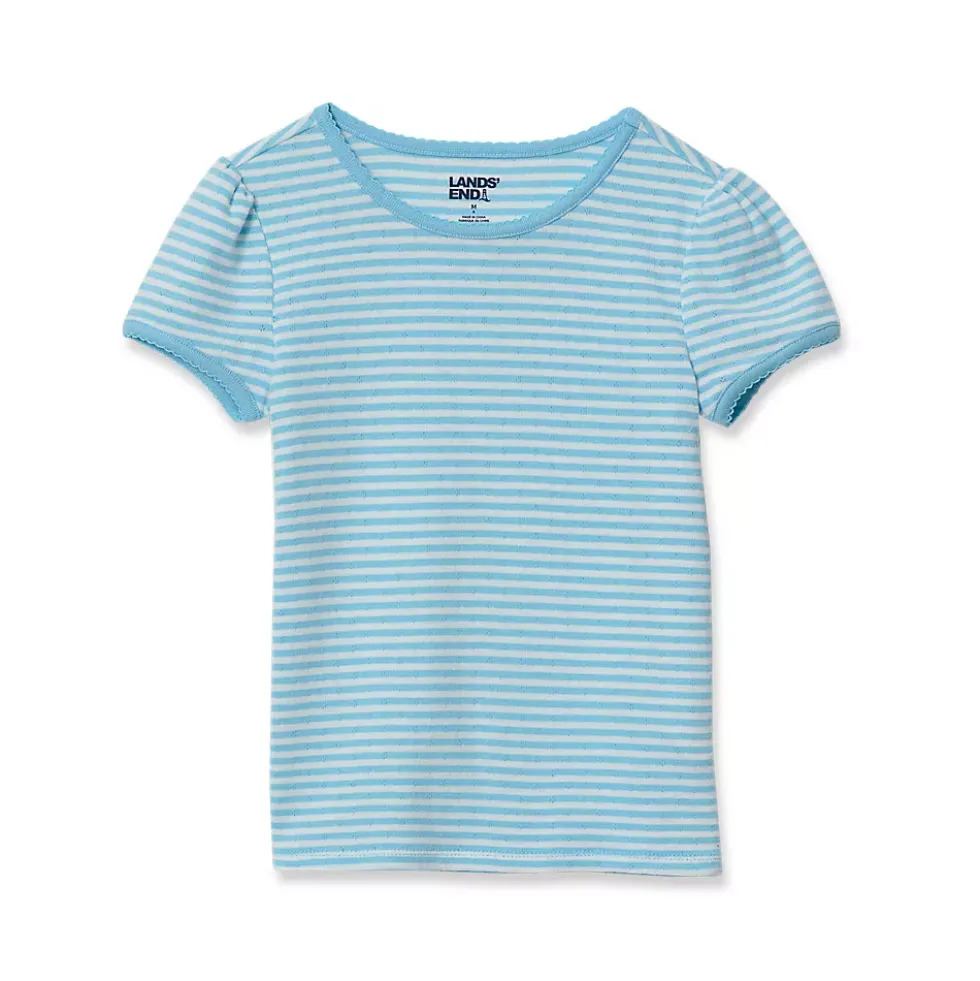 Girls Short Sleeve Pointelle Knit Tee