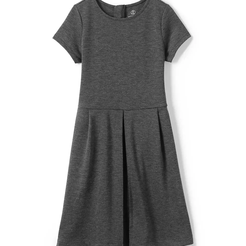 Girls Short Sleeve Ponte Dress Top of Knee