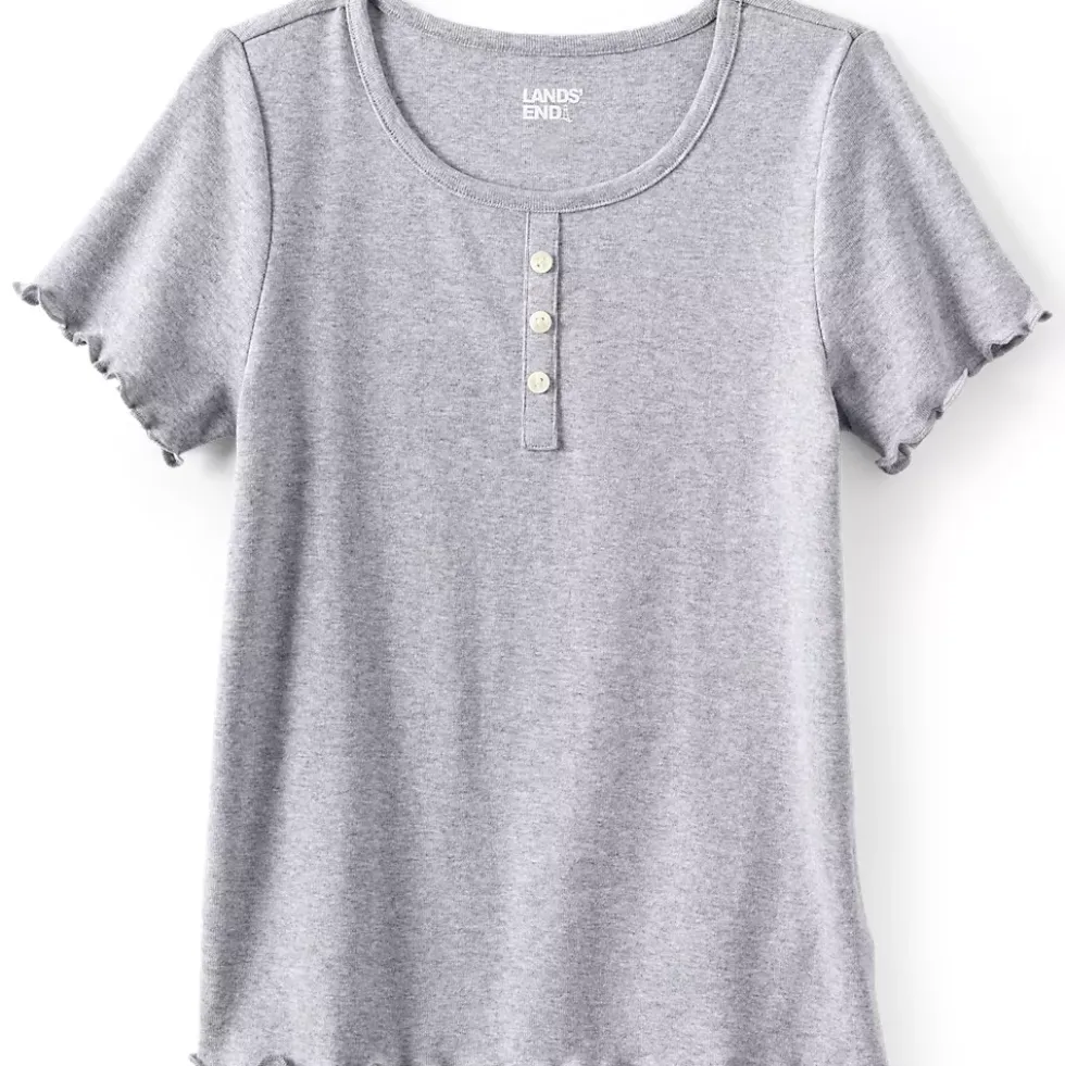 Girls Short Sleeve Ribbed Henley T-Shirt