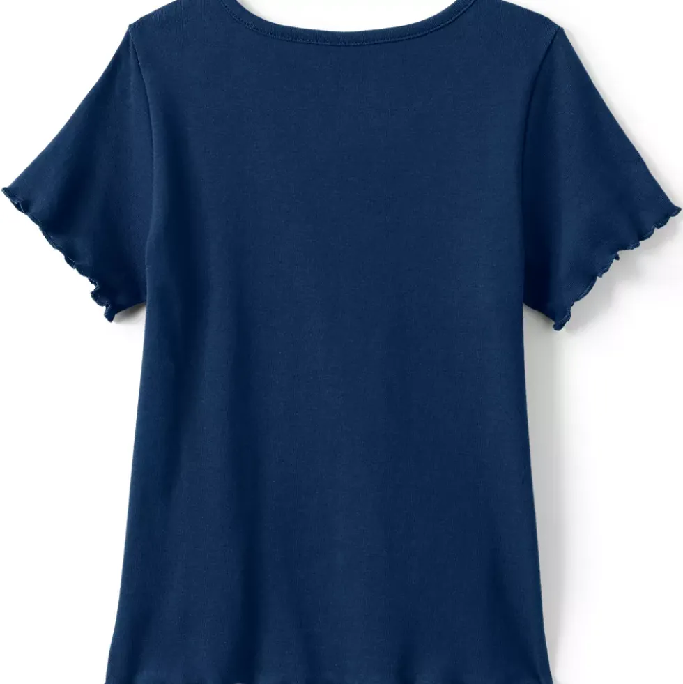 Girls Short Sleeve Ribbed Henley T-Shirt