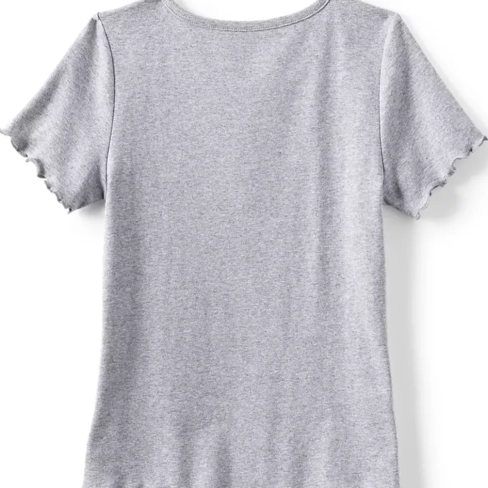 Girls Short Sleeve Ribbed Henley T-Shirt