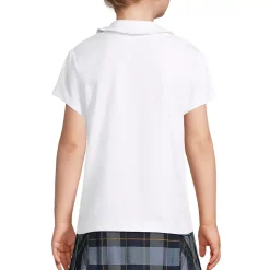 Girls Short Sleeve Ruffled Peter Pan Collar Knit Shirt