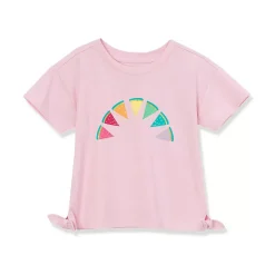 Girls Short Sleeve Side Tie Graphic Tee