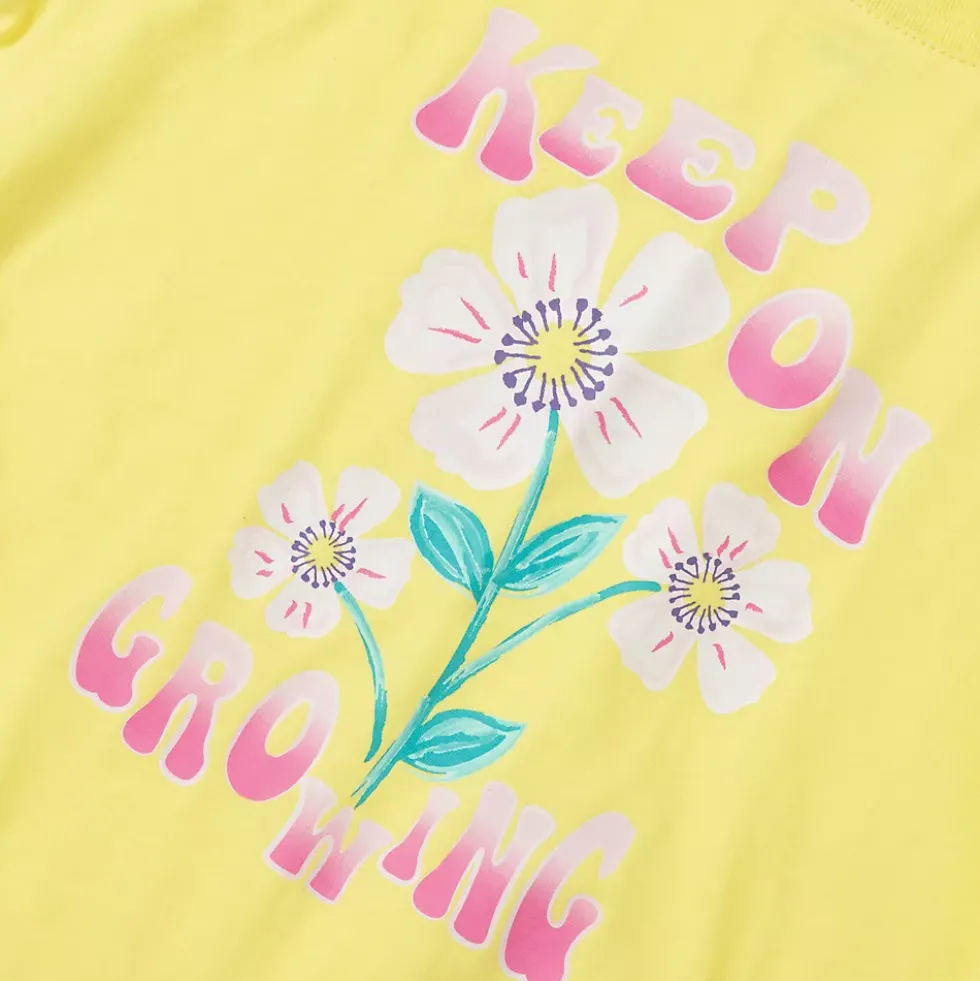 Girls Short Sleeve Side Tie Graphic Tee