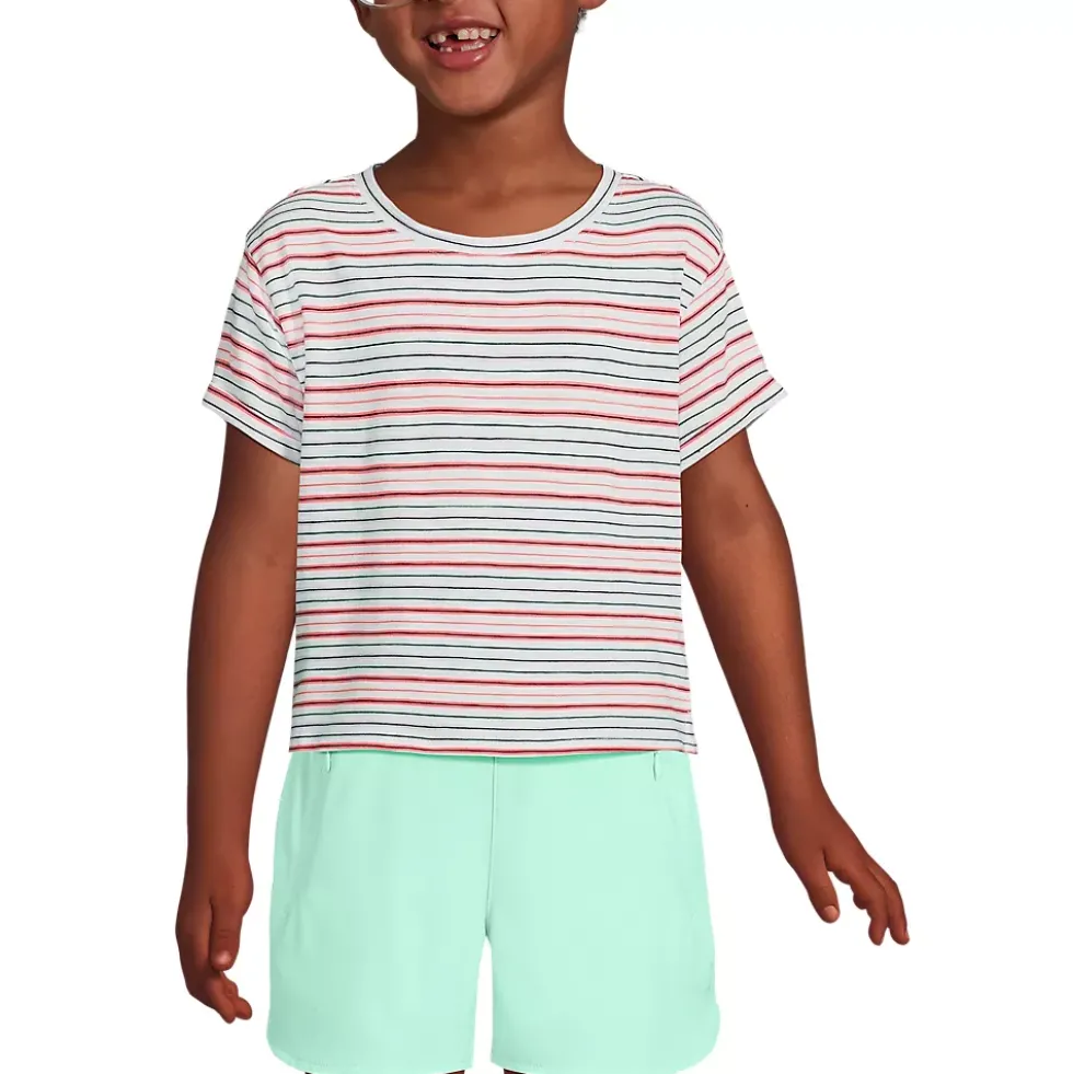 Girls Short Sleeve Slub Crewneck Top