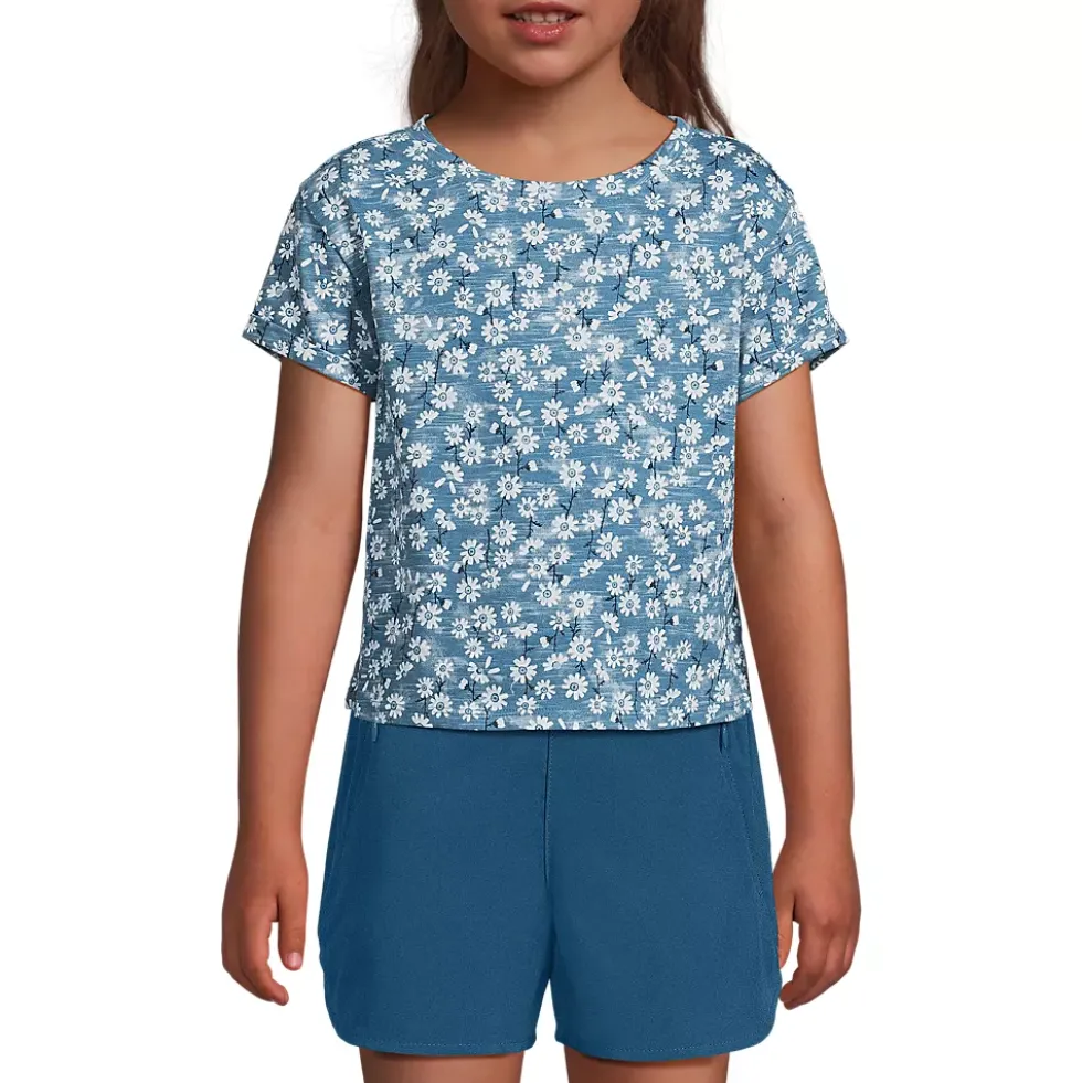 Girls Short Sleeve Slub Crewneck Top
