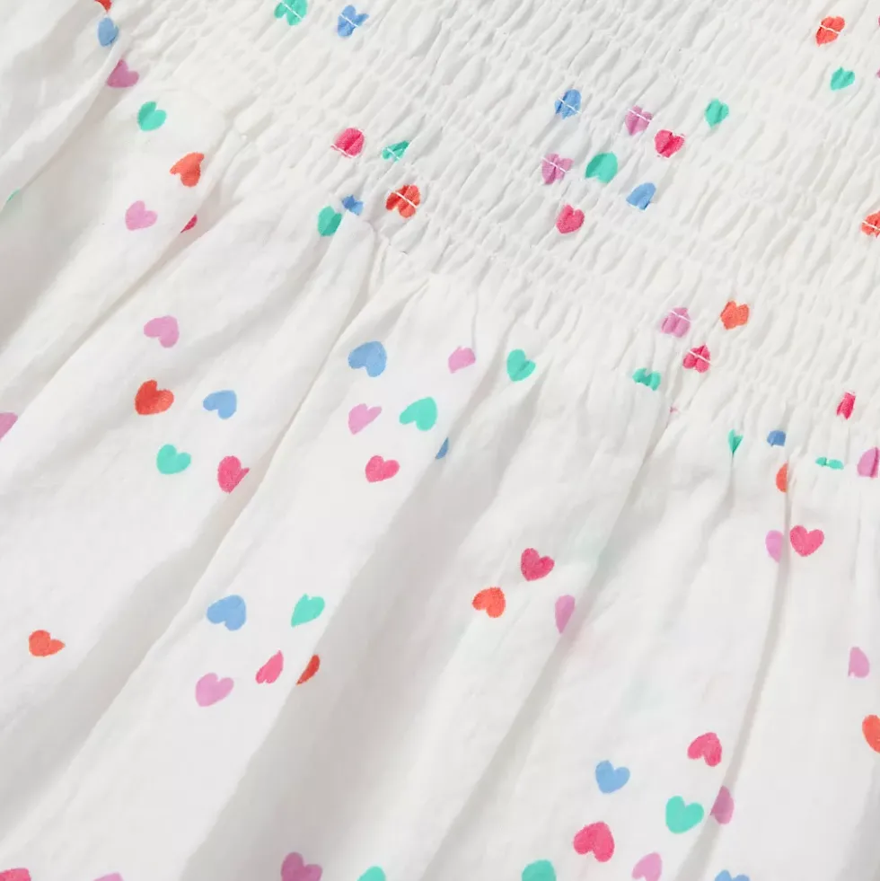 Girls Short Sleeve Smocked Woven Top
