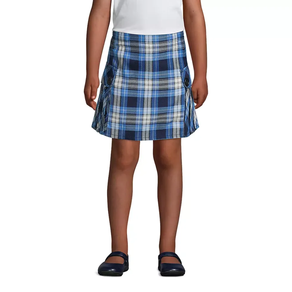 Girls Side Pleat Plaid Skort Above the Knee