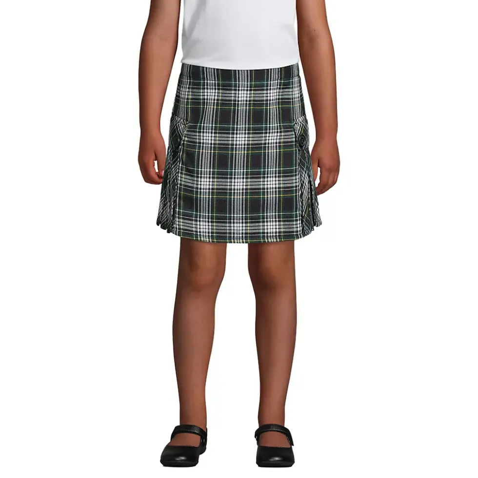 Girls Side Pleat Plaid Skort Above the Knee