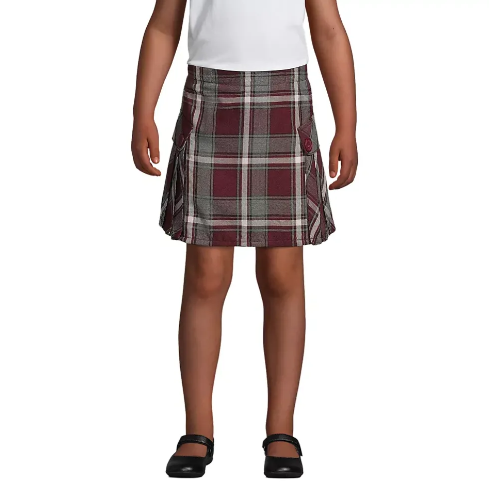 Girls Side Pleat Plaid Skort Above the Knee