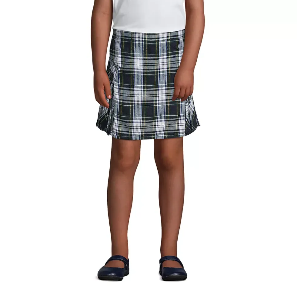 Girls Side Pleat Plaid Skort Above the Knee