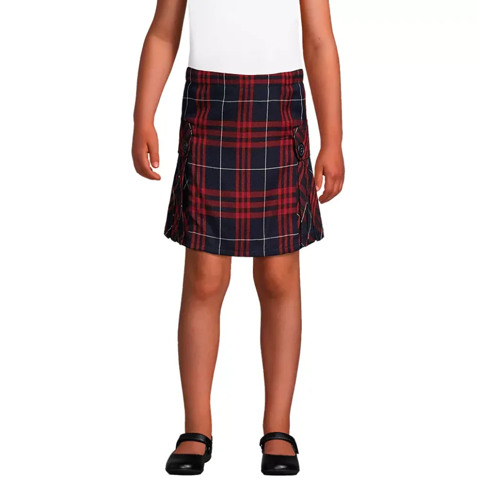 Girls Side Pleat Plaid Skort Above the Knee