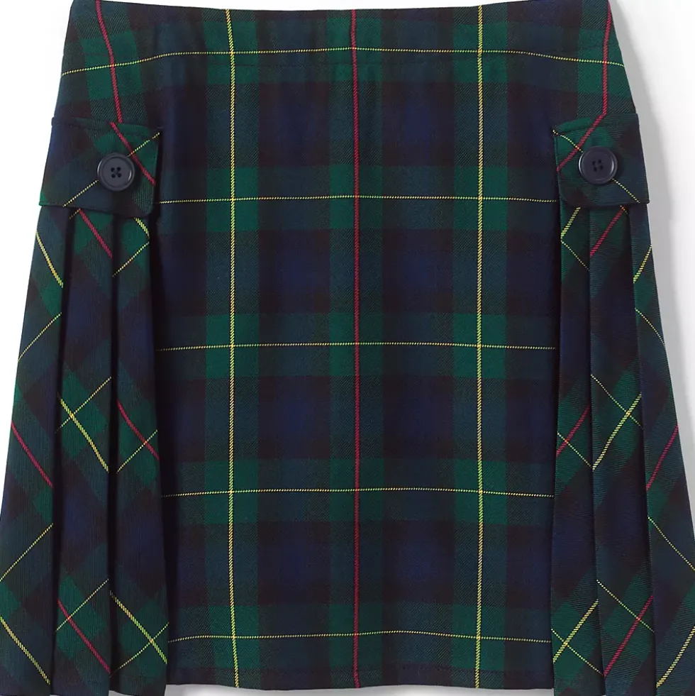 Girls Side Pleat Plaid Skort Above the Knee
