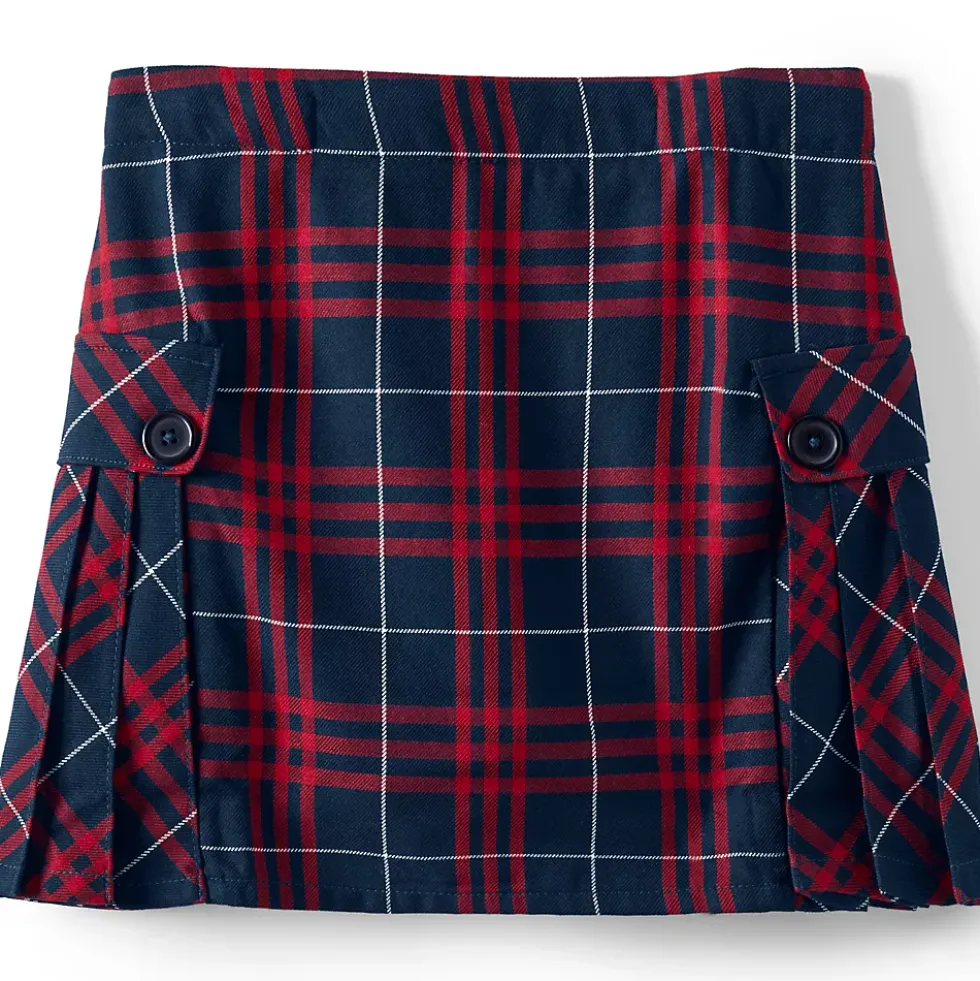 Girls Side Pleat Plaid Skort Above the Knee