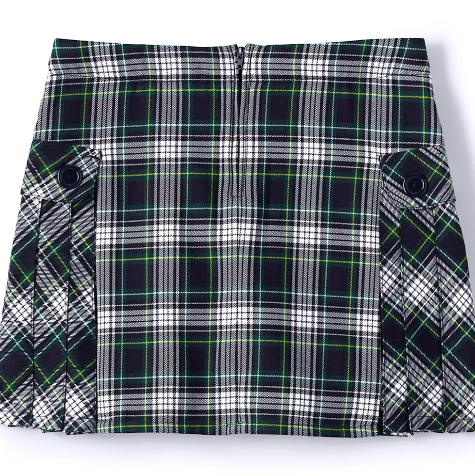 Girls Side Pleat Plaid Skort Above the Knee