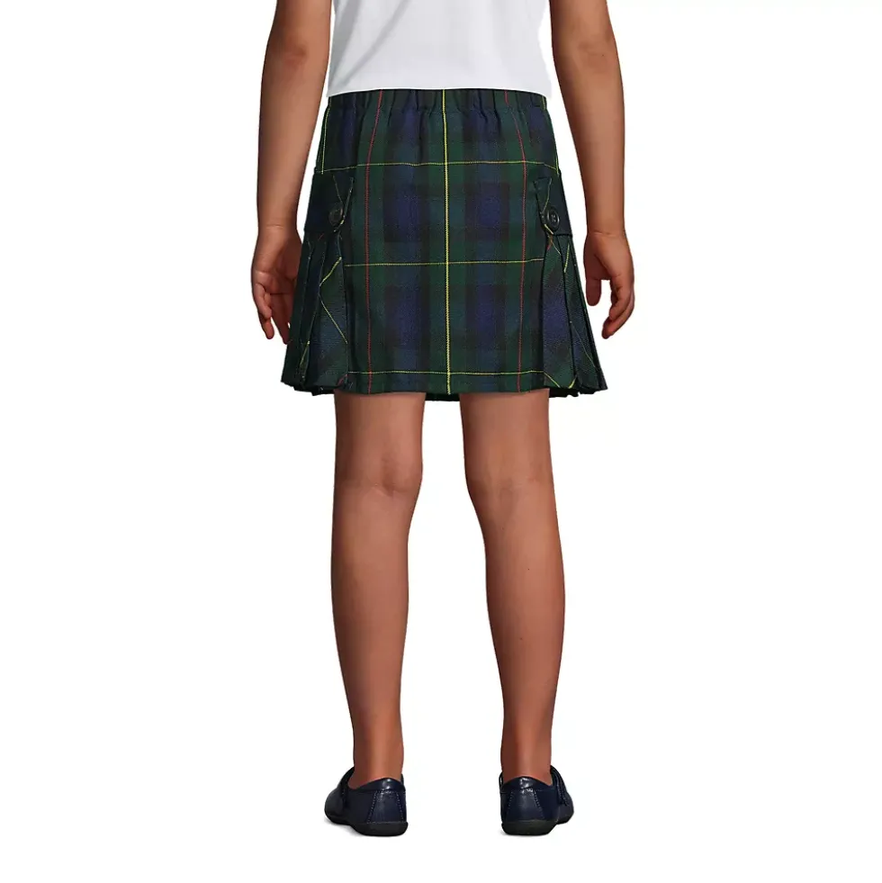Girls Side Pleat Plaid Skort Above the Knee