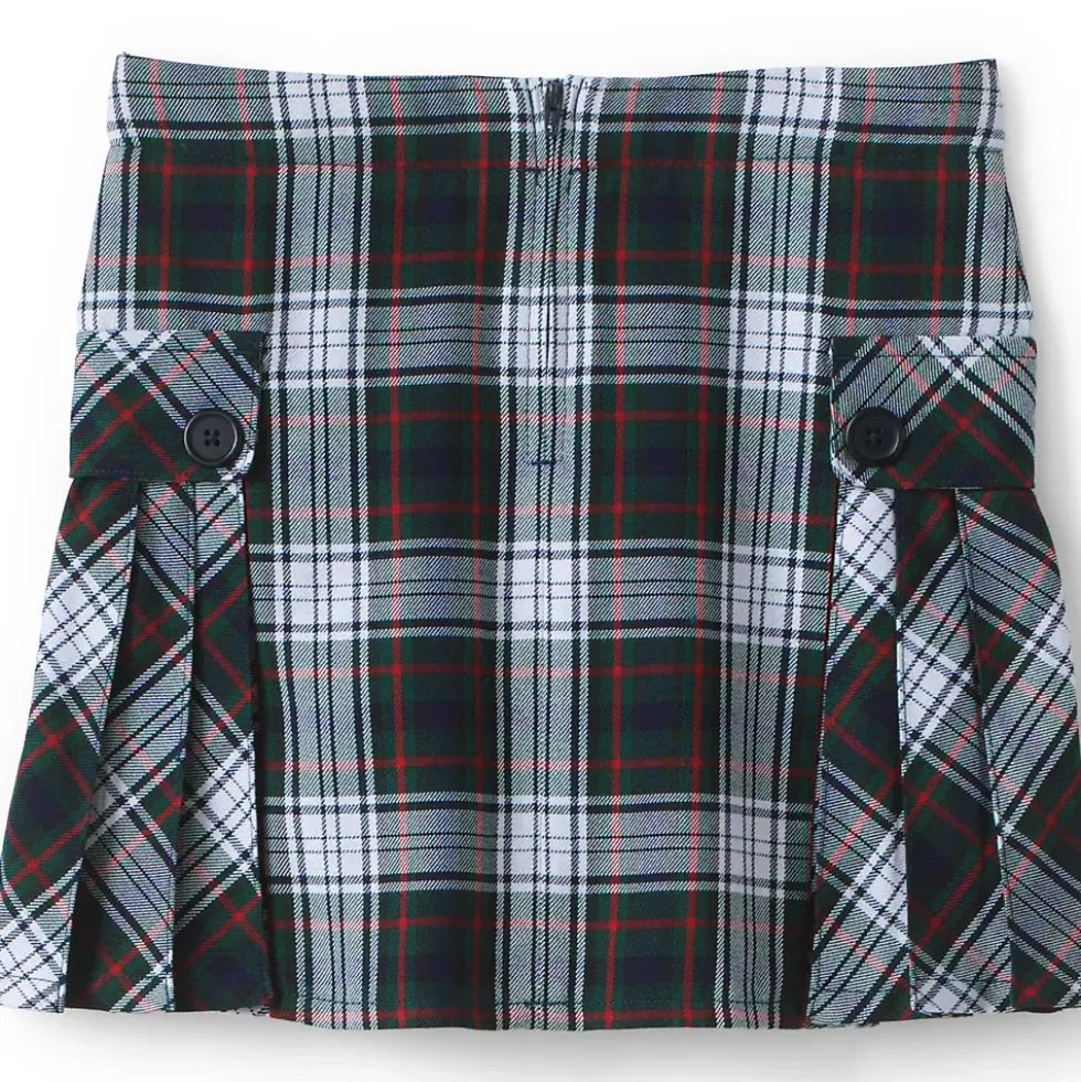 Girls Side Pleat Plaid Skort Above the Knee
