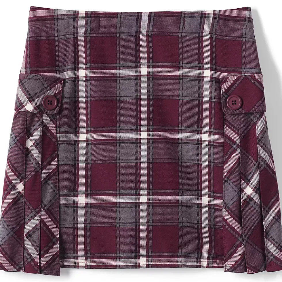 Girls Side Pleat Plaid Skort Above the Knee