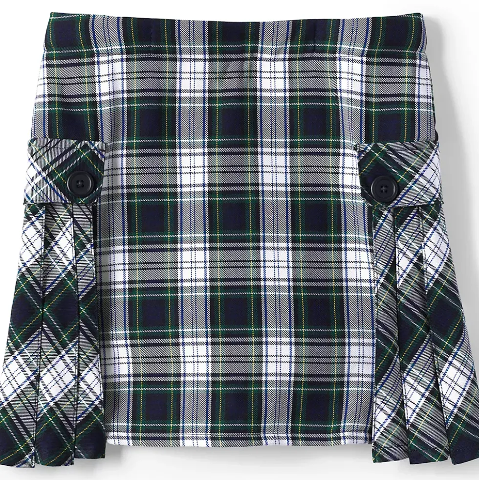 Girls Side Pleat Plaid Skort Above the Knee