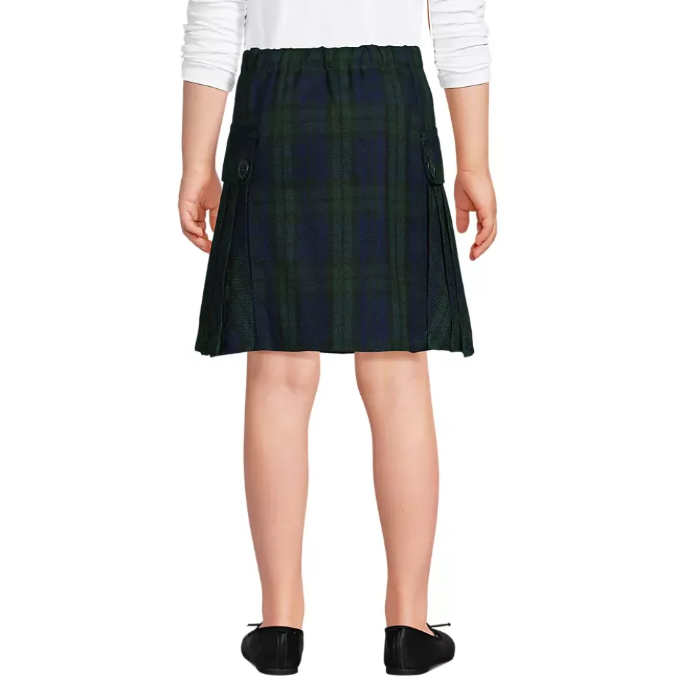 Girls Side Pleat Plaid Skort Above the Knee