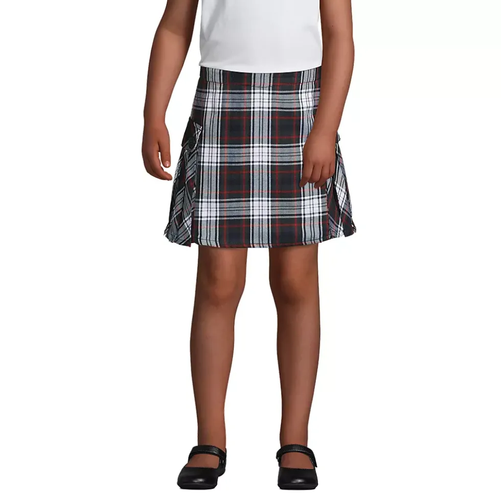 Girls Side Pleat Plaid Skort Above the Knee