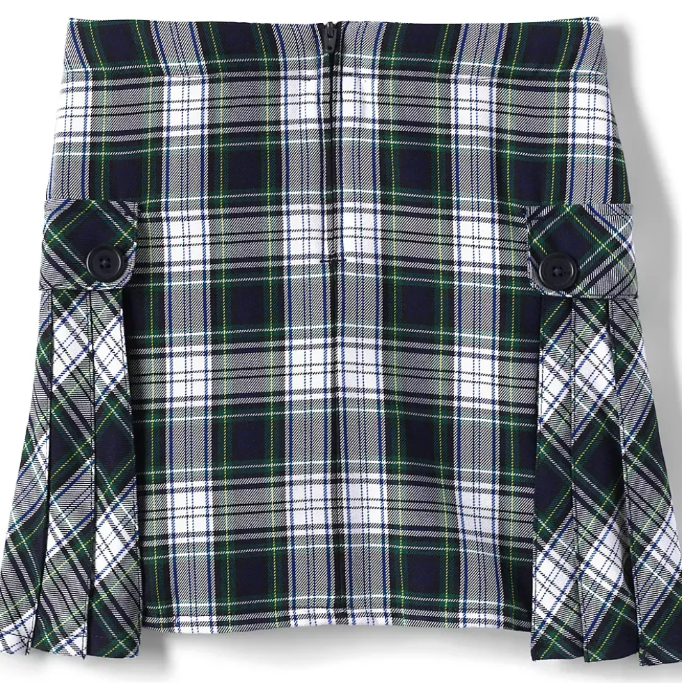 Girls Side Pleat Plaid Skort Above the Knee
