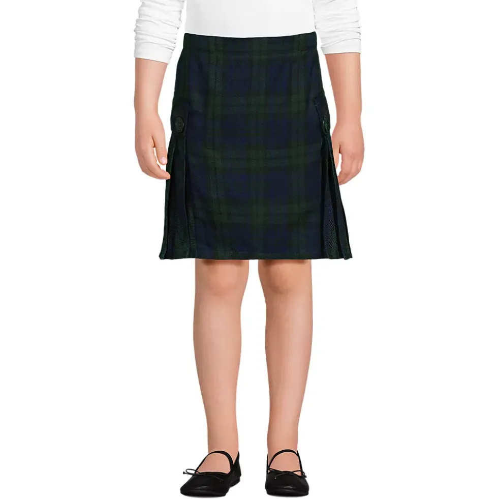 Girls Side Pleat Plaid Skort Above the Knee