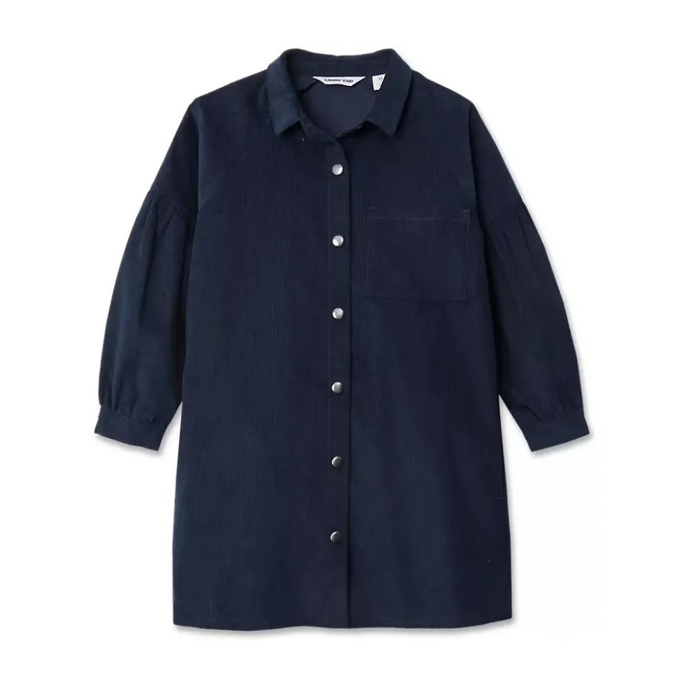 Girls 3/4 Sleeve Corduroy Shirt Dress