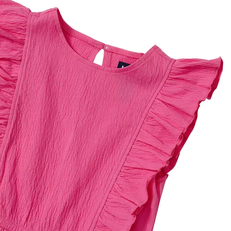 Girls Sleeveless Ruffle Knit Romper