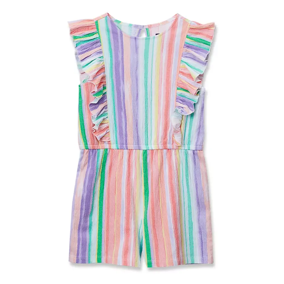 Girls Sleeveless Ruffle Knit Romper