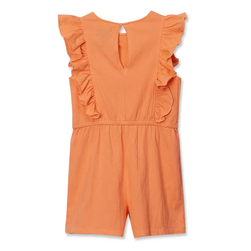 Girls Sleeveless Ruffle Knit Romper