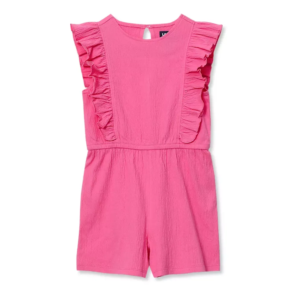 Girls Sleeveless Ruffle Knit Romper