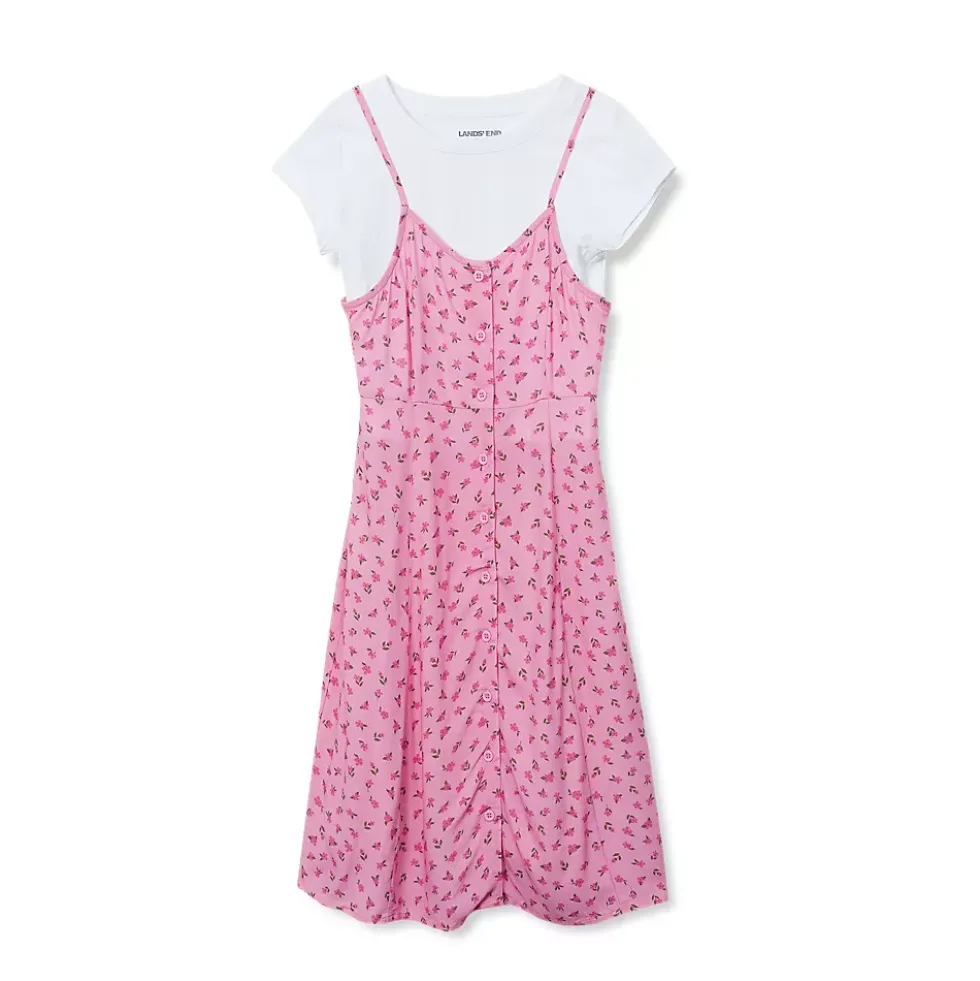 Girls Slip Dress with Short Sleeve Tee