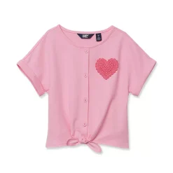 Girls Slouchy Button Front Terry Knit Top