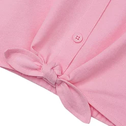 Girls Slouchy Button Front Terry Knit Top