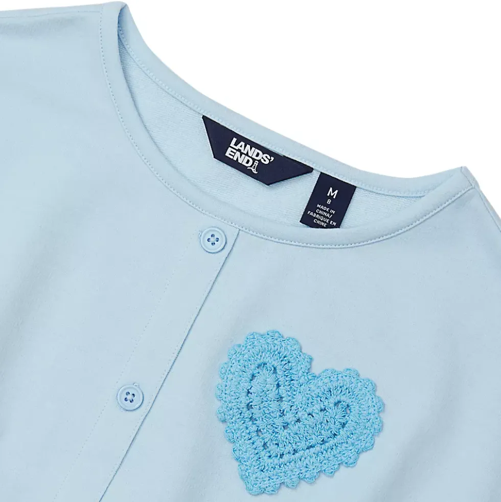 Girls Slouchy Button Front Terry Knit Top