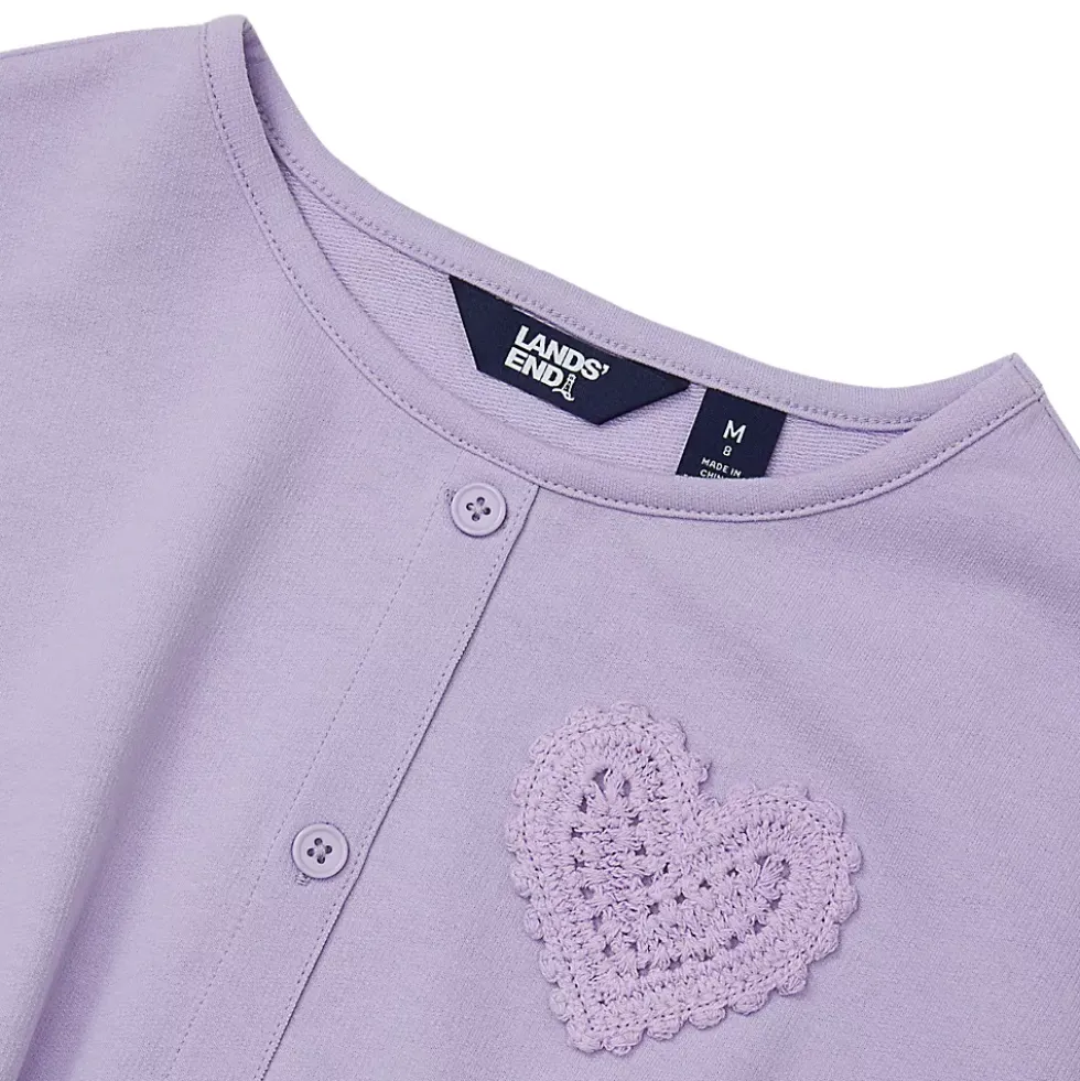Girls Slouchy Button Front Terry Knit Top