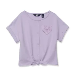 Girls Slouchy Button Front Terry Knit Top