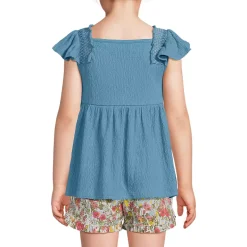 Girls Smocked Flutter Sleeve Gauze Tank Top