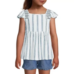 Girls Smocked Flutter Sleeve Gauze Tank Top