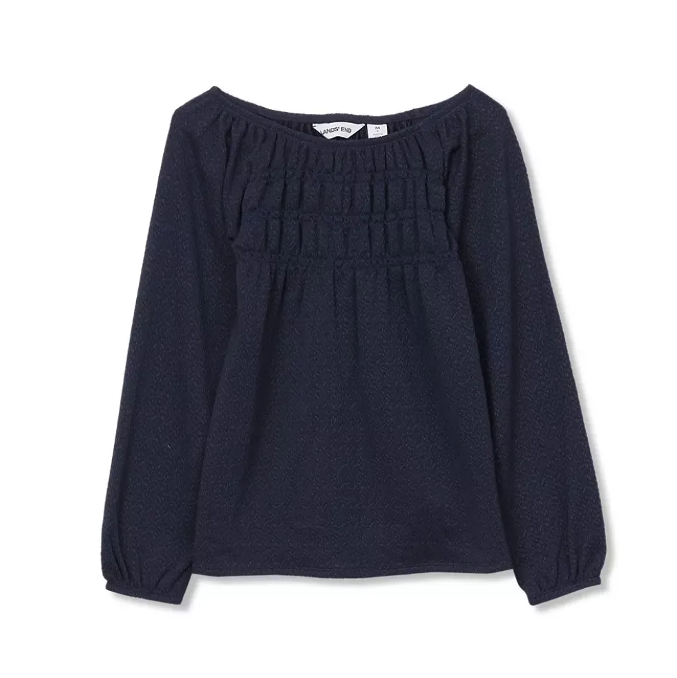Girls Smocked Long Sleeve Knit Shirt